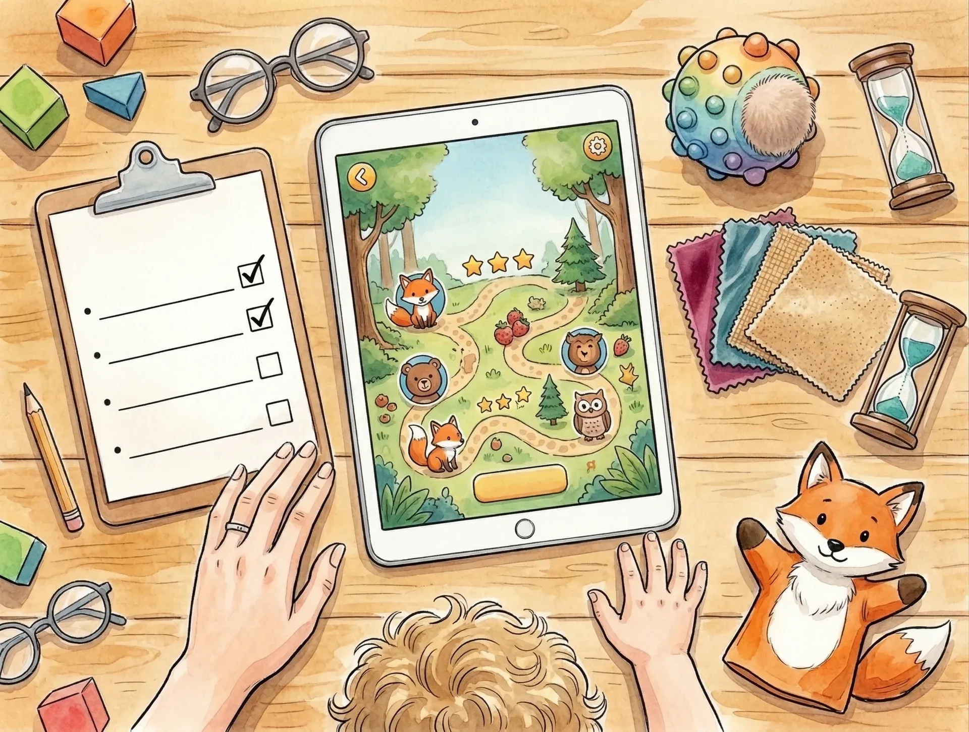 Illustration of early intervention support for autistic children
