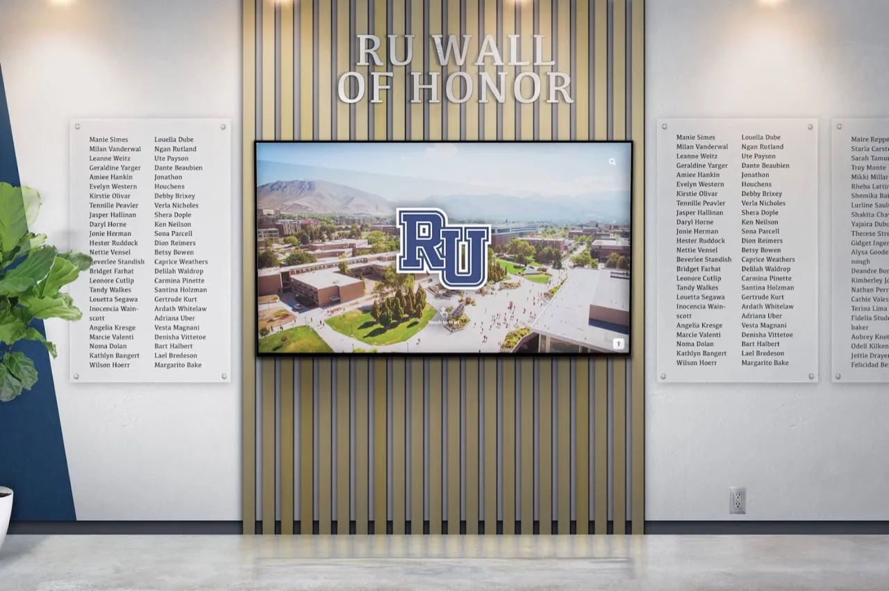 A traditional static donor recognition wall displaying engraved donor names