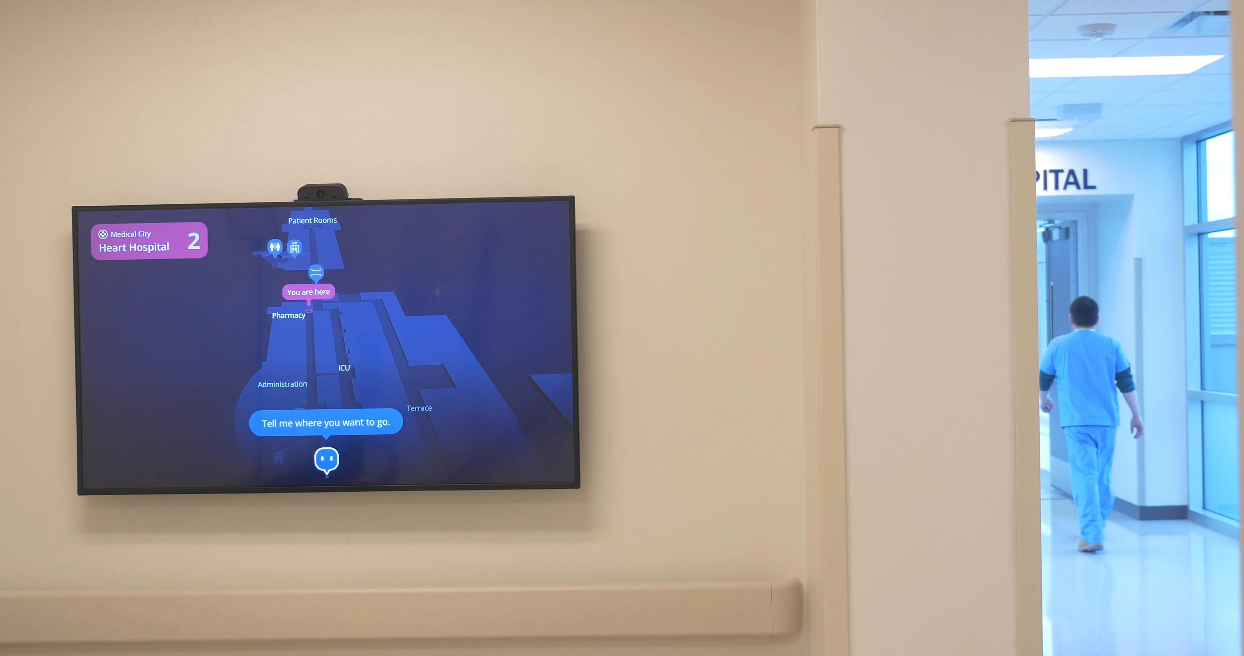 Ouva assistant screen in Medical City Dallas hospital.