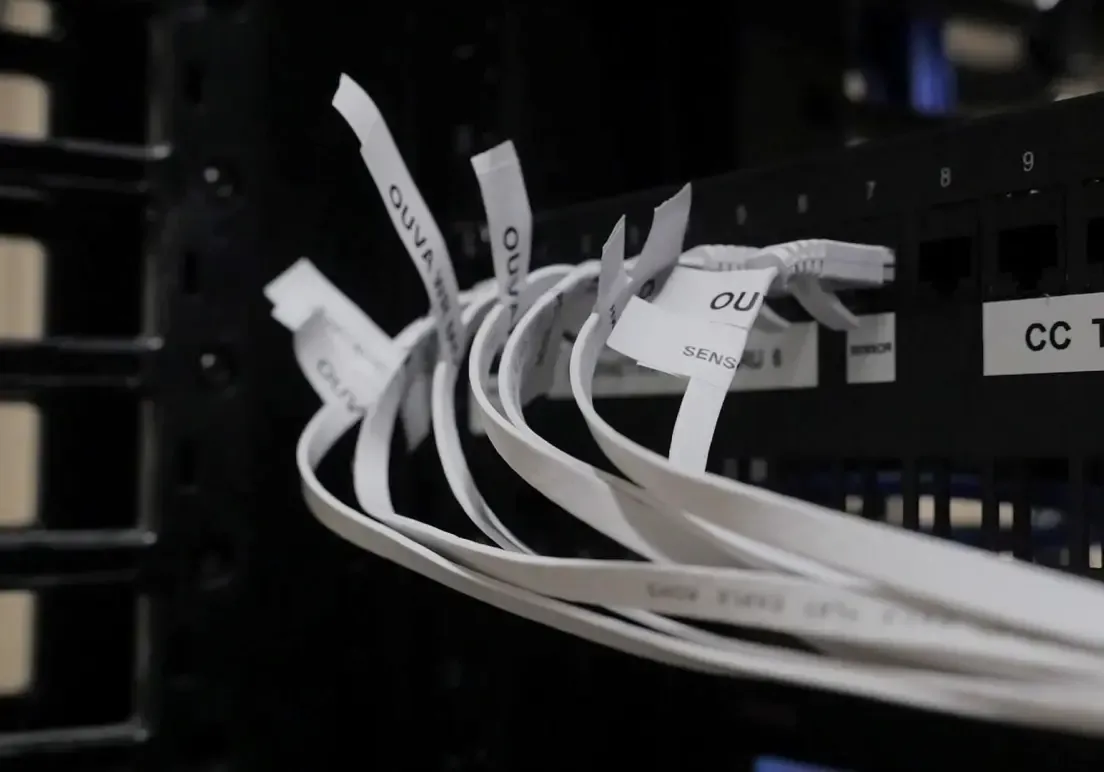 Ouva cables connected to server rack