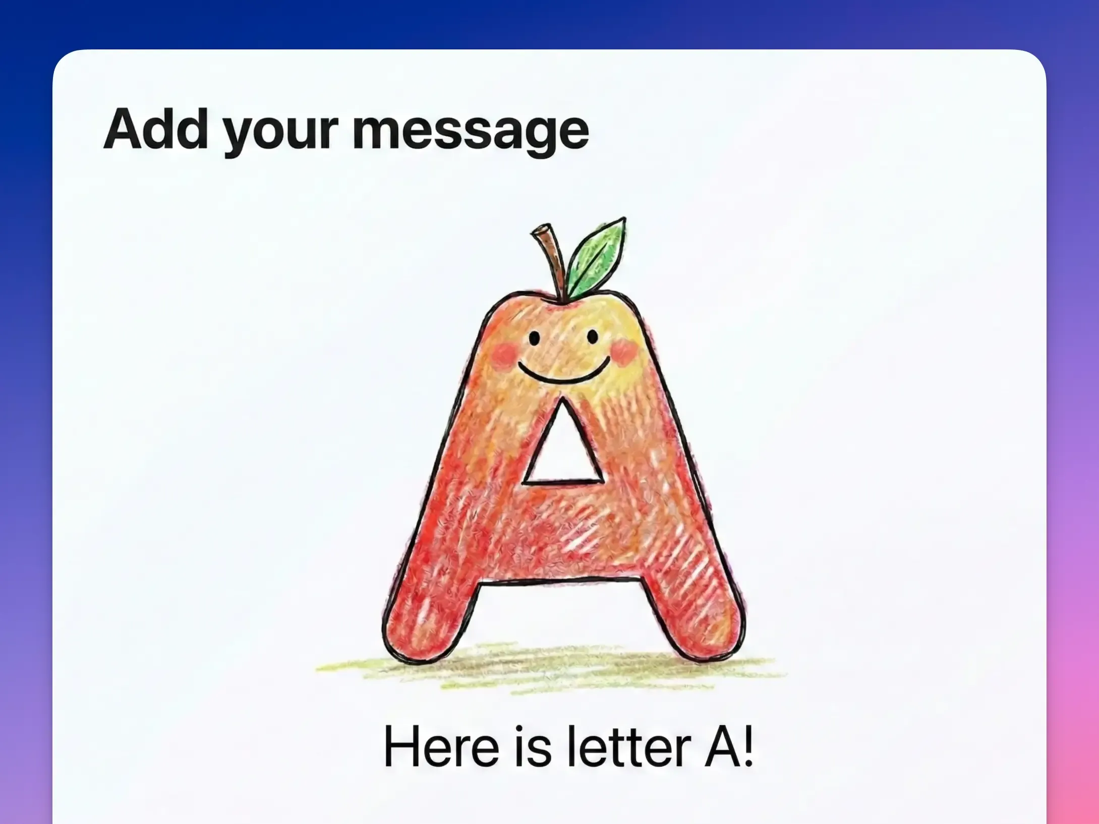 AI-generated visual showing friendly letter A character